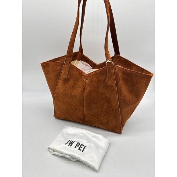 JW PEI Kiana suede women's large tote purse + Dust bag Brown - Picture 8 of 9